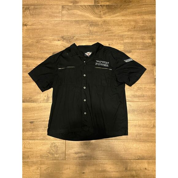 Harley Davidson Metal Button V-Twin Embroidered Zip Pocket Button Down Shirt XXL - Picture 2 of 5